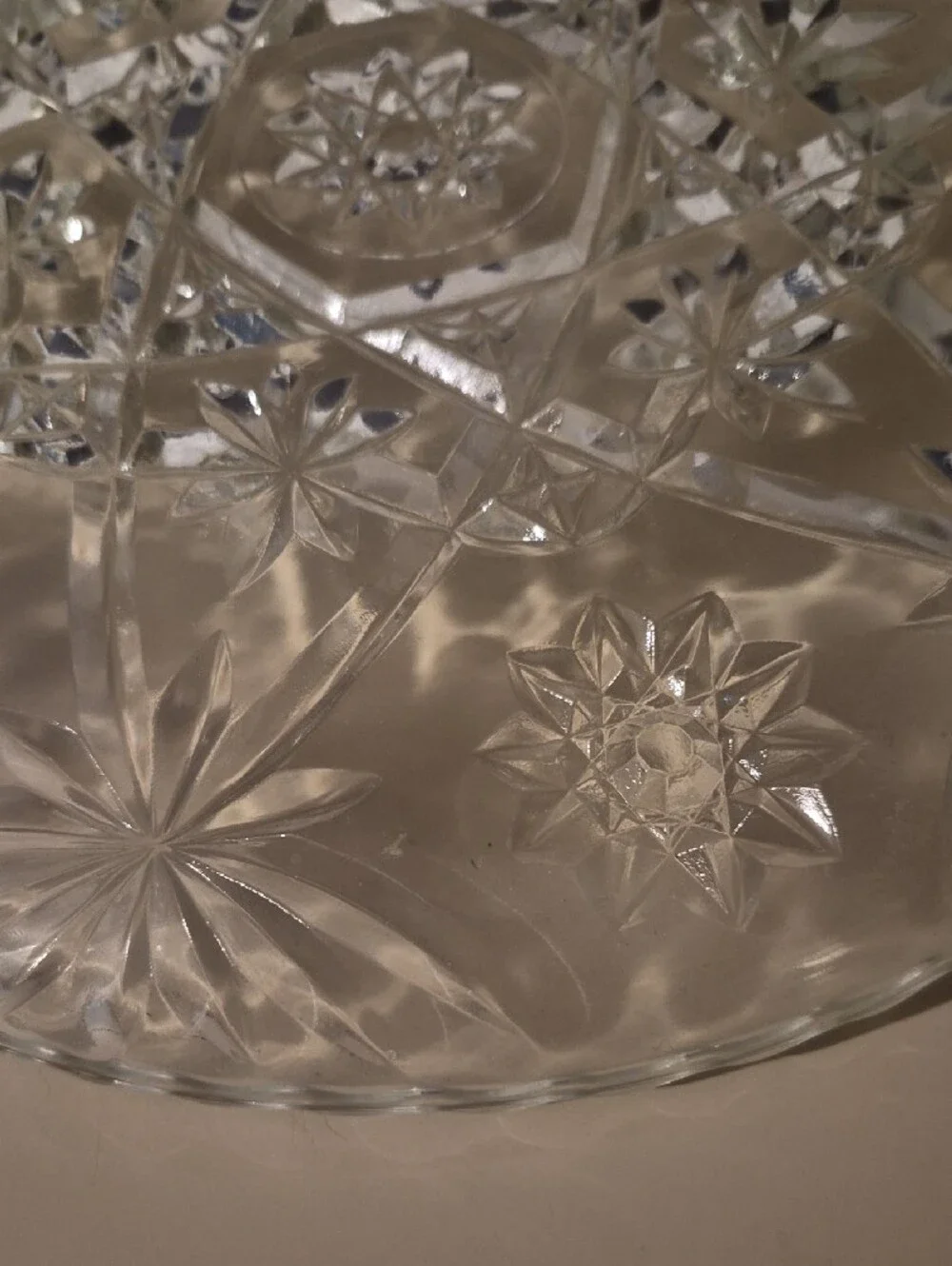 11 Inch Vintage Anchor Hocking Clear Pressed Glass Serving Platter Star Of David